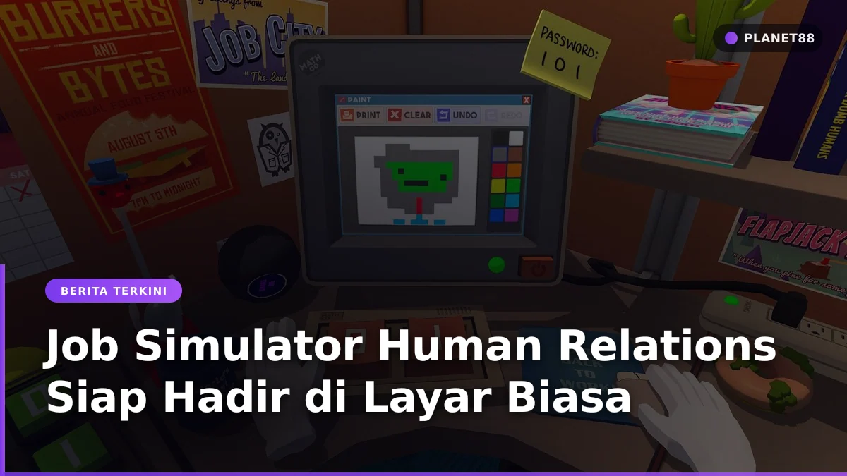 Ilustrasi bermain game kooperatif fisika di layar biasa