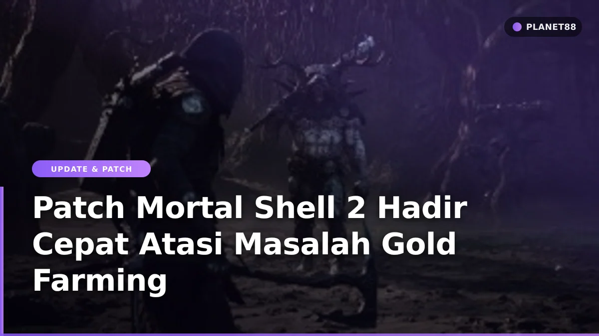 Karakter ksatria bertarung dalam suasana gelap game soulslike Mortal Shell 2