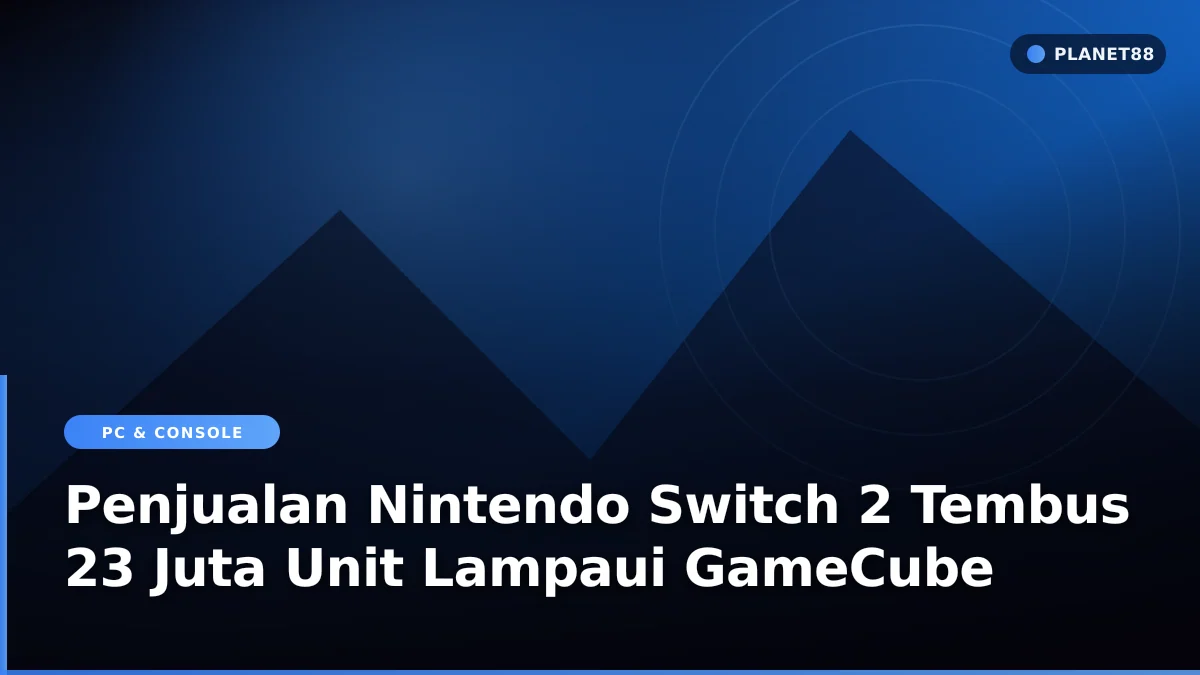 Konsol permainan Nintendo Switch dengan pengontrol di kedua sisinya